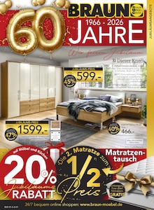 BRAUN Möbel-Center Prospekt Wir feiern Jubiläum! mit 24 Seiten