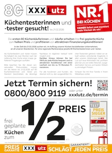 Aktueller XXXLutz Möbelhäuser Prospekt für Rhede und Ungebung, Seiten zum blättern XXXLutz Möbelhäuser Prospekt Küchentesterinnen und -tester gesucht! mit Seiten in Rhede und Umgebung