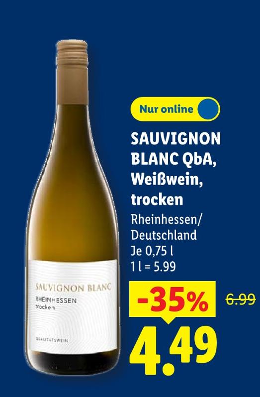 SAUVIGNON BLANC QbA, Weißwein, trocken