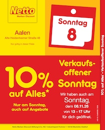 Netto Marken-Discount Prospekt für Aalen: "10% auf ALLES", 2 Seiten, 08.11.2026 - 08.11.2026