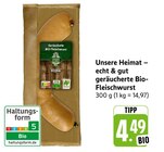 echt & gut geräucherte Bio-Fleischwurst Angebote von Unsere Heimat bei EDEKA Memmingen für 4,49 €