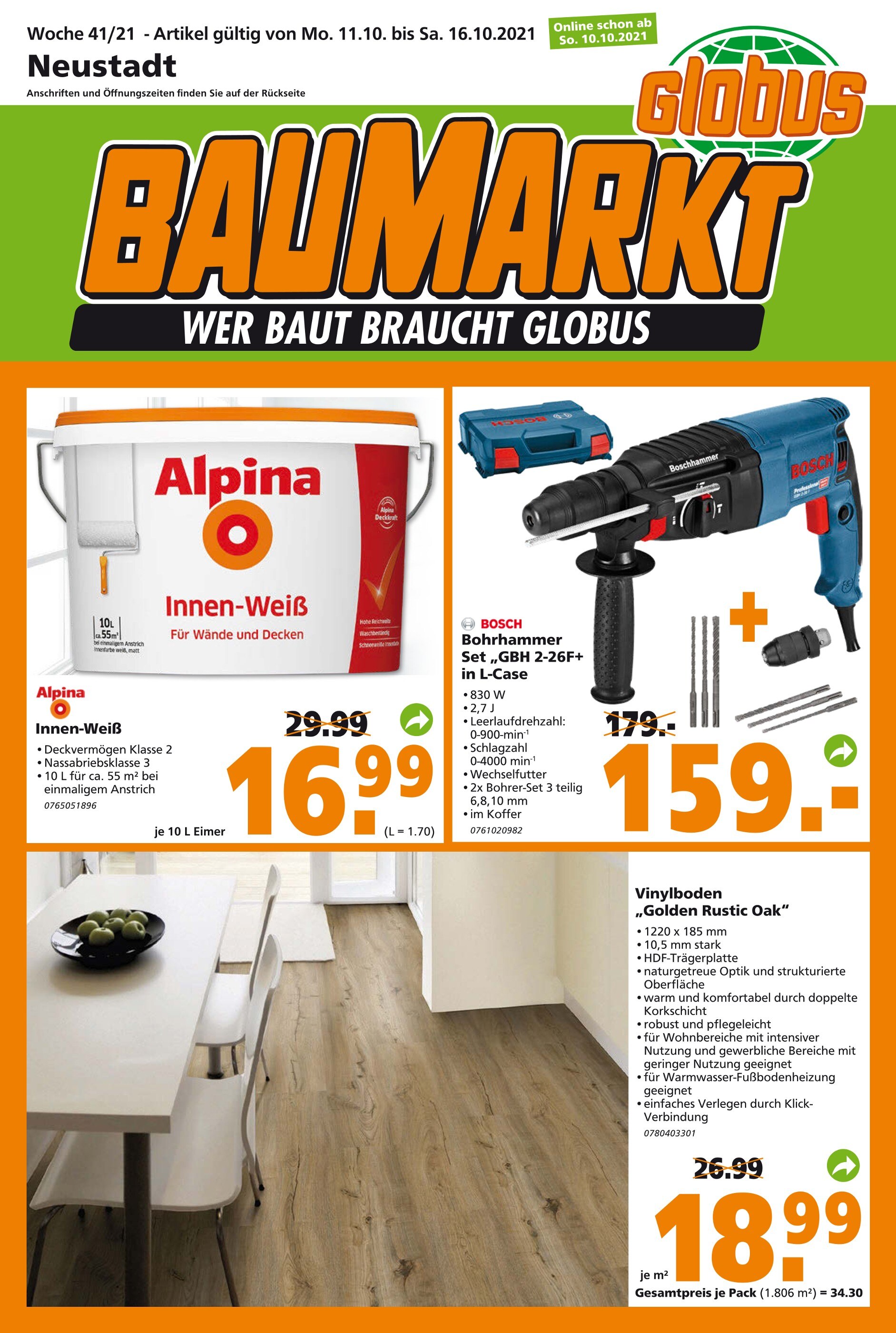 Globus-Baumarkt Prospekt für Kirrweiler mit 22 Seiten Globus-Baumarkt Prospekt für Kirrweiler: "WER BAUT BRAUCHT GLOBUS", 22 Seiten, 10.10.2021 - 16.10.2021