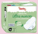 Serviettes ultra minces super avec ailettes x12 - NETTO en promo à 0,46 € chez Netto Serviettes ultra minces super avec ailettes x12 - NETTO dans le catalogue Netto