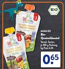 Bio Apfel-Pfirsich-Aprikose-Ananas oder Bio Apfel-Mango-Kokos-Maracuja Angebote von MAMIA BIO bei ALDI SÜD Düren für 0,65 €