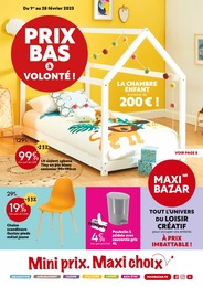 Catalogue Maxi Bazar avec 16 pages de promos Prospectus Maxi Bazar, "Prix bas à volonté", pages, 01/02/2023 - 28/02/2023