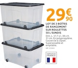 Lot de 3 boîtes de rangement sur roulettes 50 l - sundis dans le catalogue Mr.Bricolage