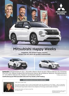 Mitsubishi Prospekt Mitsubishi Happy Weeks mit  Seite in Hirschberg (Bergstraße) und Umgebung