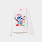 T-shirt manches longues Noël Stitch blanc fille en promo chez La Halle T-shirt manches longues Noël Stitch blanc fille dans le catalogue La Halle