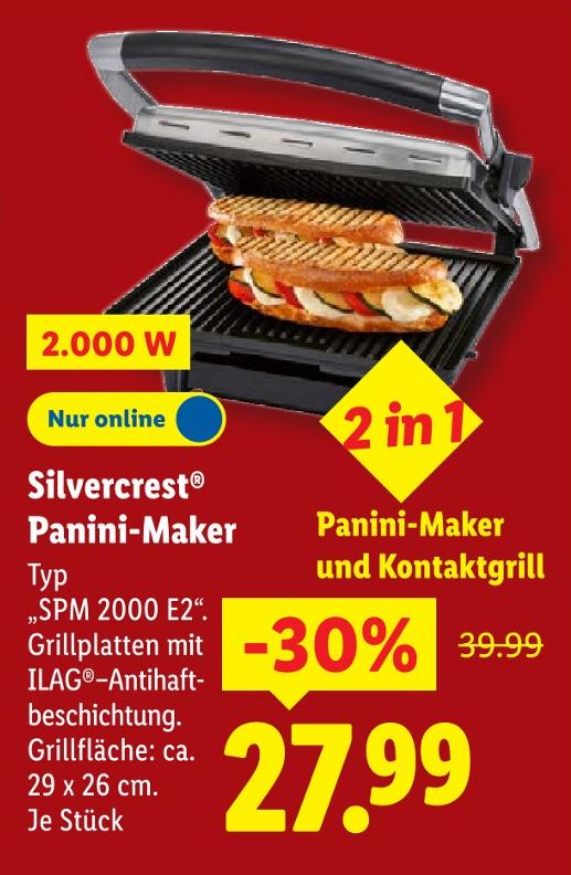 2 in 1 Panini-Maker und Kontaktgrill