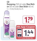 Deospray oder Deo Roll-on oder Deo Stick Angebote von CD bei Rossmann Lüneburg für 1,44 €