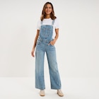 Salopette en jean jambe large coton denim double stone femme - La Halle Salopette en jean jambe large coton denim double stone femme à 35,99 € dans le catalogue La Halle