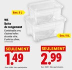 Boîte de rangement - W5 - Lidl à Aix-en-Provence Boîte de rangement - W5 en promo chez Lidl Aix-en-Provence à 1,49 €