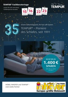 Möbel Inhofer Prospekt TEMPUR FACHBERATERTAGE mit  Seiten in Uttenweiler und Umgebung