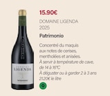 Patrimonio 2025 - DOMAINE LIGENDA en promo chez Monoprix Margaret Patrimonio 2025 - DOMAINE LIGENDA dans le catalogue Monoprix Margaret