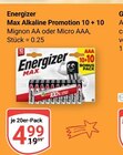 Max Alkaline Promotion 10 + 10 Angebote von Energizer bei GLOBUS Homburg für 4,99 €