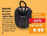 BT-Lautsprecher »BTV-130« im Angebot bei Kaufland in Mannheim BT-Lautsprecher »BTV-130« Angebote von DENVER bei Kaufland Mannheim für 9,99 €
