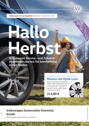 Volkswagen Prospekt für Chemnitz mit 1 Seite Volkswagen Prospekt für Chemnitz: "Herbst in Sicht", 1 Seite, 01.09.2023 - 30.11.2023