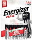 Piles alcaline - ENERGIZER MAX - Supermarchés Match à Nancy Piles alcaline - ENERGIZER MAX en promo chez Supermarchés Match Nancy à 5,43 €