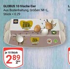10 frische Eier Angebote von Globus bei GLOBUS Castrop-Rauxel für 2,89 €