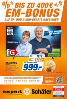 expert Schäfer Prospekt BIS ZU 400€ EM-BONUS AUF TV- UND AUDIO-GERÄTE KASSIEREN mit  Seite in Heistenbach und Umgebung