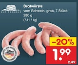 Aktuelle Bratwurst Angebote bei Netto Marken-Discount in Leipzig Aktuelles Bratwürste Angebot bei Netto Marken-Discount in Leipzig ab 1,99 €