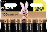 Lot de 8 piles AA Plus 100% - DURACELL en promo chez Géant Casino Lot de 8 piles AA Plus 100% - DURACELL dans le catalogue Géant Casino
