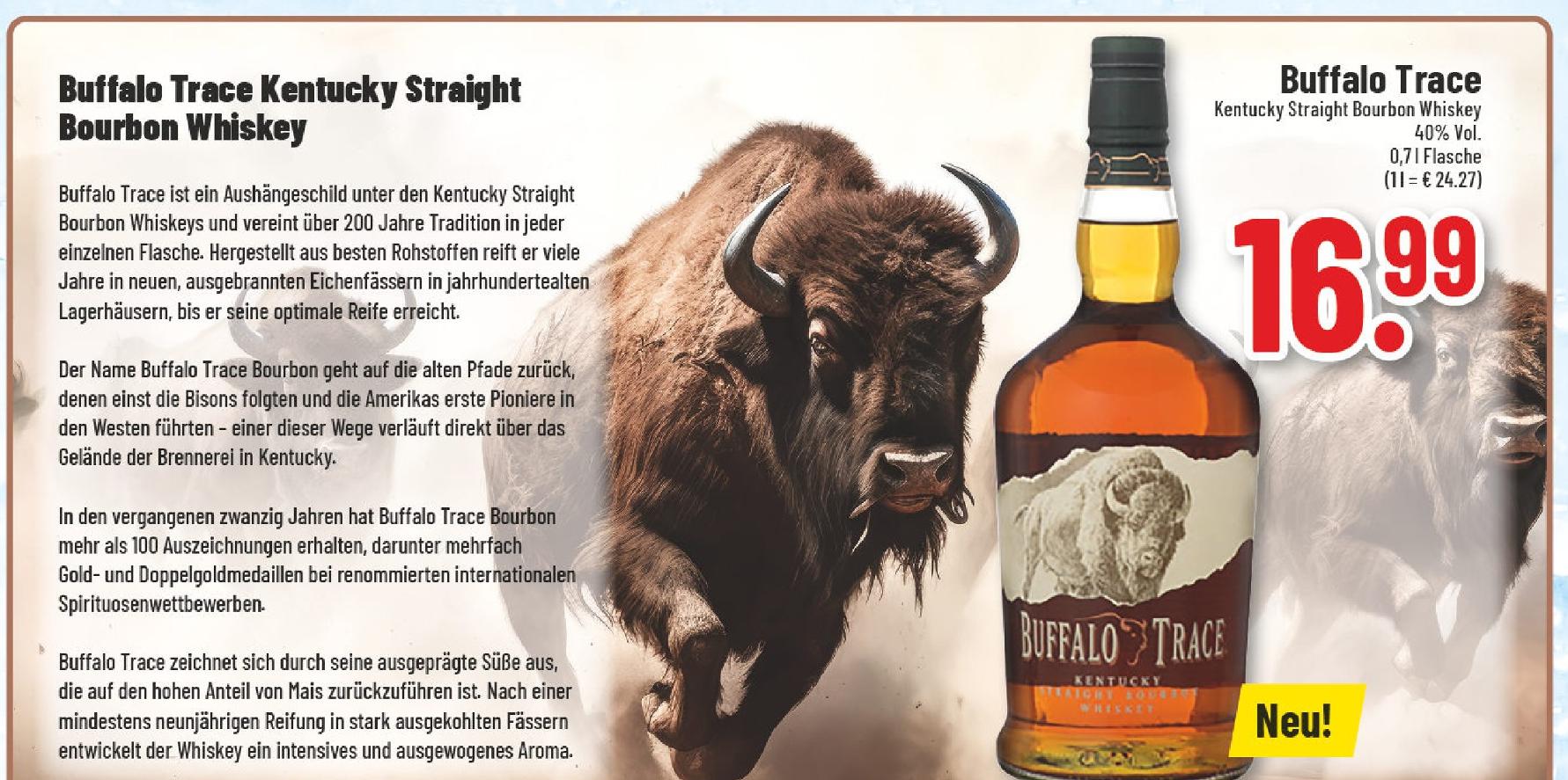 Aktuelles Kentucky Straight Bourbon Whiskey Angebot bei Trinkgut in Wuppertal ab 16,99 €