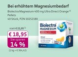 Magnesium 400 mg Ultra Direct Orange Pellets im Angebot bei mea - meine apotheke in Oberhausen Magnesium 400 mg Ultra Direct Orange Pellets Angebote von Biolectra bei mea - meine apotheke Oberhausen für 18,95 €