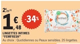 Lingettes intimes - Femfresh en promo à 1,48 € chez E.Leclerc Lingettes intimes - Femfresh dans le catalogue E.Leclerc