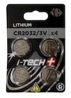 4 piles bouton CR2032 I-Tech+ - CARREFOUR en promo chez Carrefour Courbevoie à 3,99 €