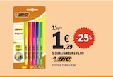 Promo 5 Surligneurs Fluo à 1,29 € dans le catalogue E.Leclerc à Basse-Goulaine