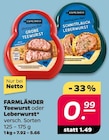 Teewurst oder Leberwurst Angebote von Farmländer bei Netto mit dem Scottie Dresden für 0,99 €