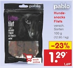 Hundesnacks Filets im Angebot bei Netto Marken-Discount in Landshut Hundesnacks Filets Angebote von pablo bei Netto Marken-Discount Landshut für 1,29 €