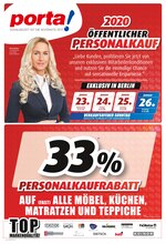 porta Möbel Prospekt "2020 ÖFFENTLICHER PERSONALKAUF ", 2 Seiten, für Bernau, 22.01.2020 - 25.01.2020 porta Möbel Prospekt "2020 ÖFFENTLICHER PERSONALKAUF ", 2 Seiten, für Bernau, 22.01.2020 - 25.01.2020