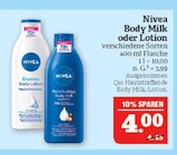 Body Milk oder Lotion im Angebot bei Marktkauf in Schweinfurt Body Milk oder Lotion Angebote von Nivea bei Marktkauf Schweinfurt für 4,00 €