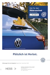 Volkswagen Prospekt "Herbstliche Angebote.", 1 Seite, 01.09.2025 - 01.09.2025 Aktueller Volkswagen Prospekt, "Herbstliche Angebote.", mit Angeboten der Woche, gültig von 01.09.2025 bis 01.09.2025