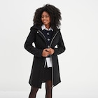 Manteau long ceinturé à capuche noir femme en promo chez La Halle Nantes à 48,99 €
