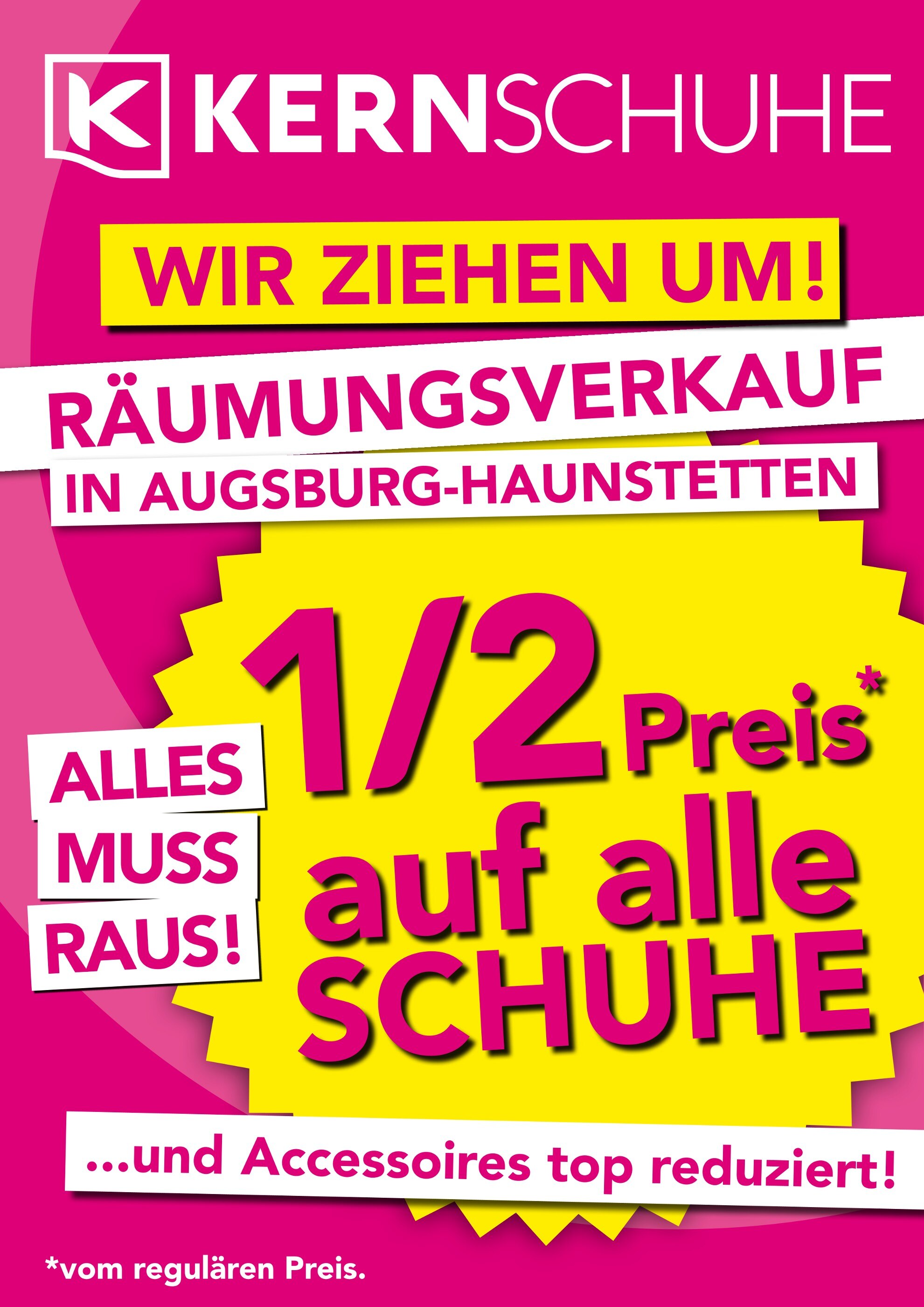 KERN Schuhe Prospekt für Augsburg mit 1 Seite KERN Schuhe Prospekt für Augsburg: "WIR ZIEHEN UM!", 1 Seite, 05.09.2021 - 25.09.2021