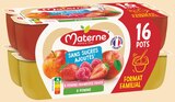 COMPOTES COUPELLES SANS SUCRES AJOUTÉS POMME, POMME FRAMBOISE FRAISE - MATERNE en promo chez Intermarché COMPOTES COUPELLES SANS SUCRES AJOUTÉS POMME, POMME FRAMBOISE FRAISE - MATERNE dans le catalogue Intermarché
