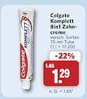 Komplett 8in1 Zahncreme im Angebot bei combi in Herford Komplett 8in1 Zahncreme Angebote von Colgate bei combi Herford für 1,29 €