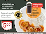 3 Fleischbällchen mit Sweet Chili-Sauce und Reis bei GLOBUS im Maintal Prospekt für 5,00 €