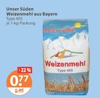 Weizenmehl von Unser Süden im aktuellen V-Markt Prospekt für 0,77 €