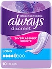 Discreet Inkontinenz-Einlagen Long im REWE Prospekt Discreet Inkontinenz-Einlagen Long von Always im aktuellen REWE Prospekt für 2,99 €
