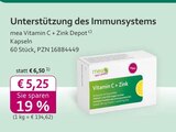 mea - meine apotheke - Vitamin C + Zink Depot Angebot im Prospekt Vitamin C + Zink Depot bei mea - meine apotheke im Prospekt "" für 5,25 €