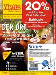 Netto Marken-Discount Prospekt für Stein mit 4 Seiten Netto Marken-Discount Prospekt für Stein: "20% auf frisches Obst & Gemüse", 4 Seiten, 24.02.2025 - 01.03.2025