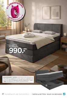 Boxspringbett im aktuellen Kabs Prospekt (Essen) Boxspringbett im Kabs Prospekt "VORTEILSWOCHEN" mit 40 Seiten (Essen)
