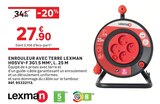 Enrouleur avec terre H05VV-F 3G1.5 mm², L. 25 m - LEXMAN en promo à 27,90 € chez LEROY MERLIN Enrouleur avec terre H05VV-F 3G1.5 mm², L. 25 m - LEXMAN dans le catalogue LEROY MERLIN