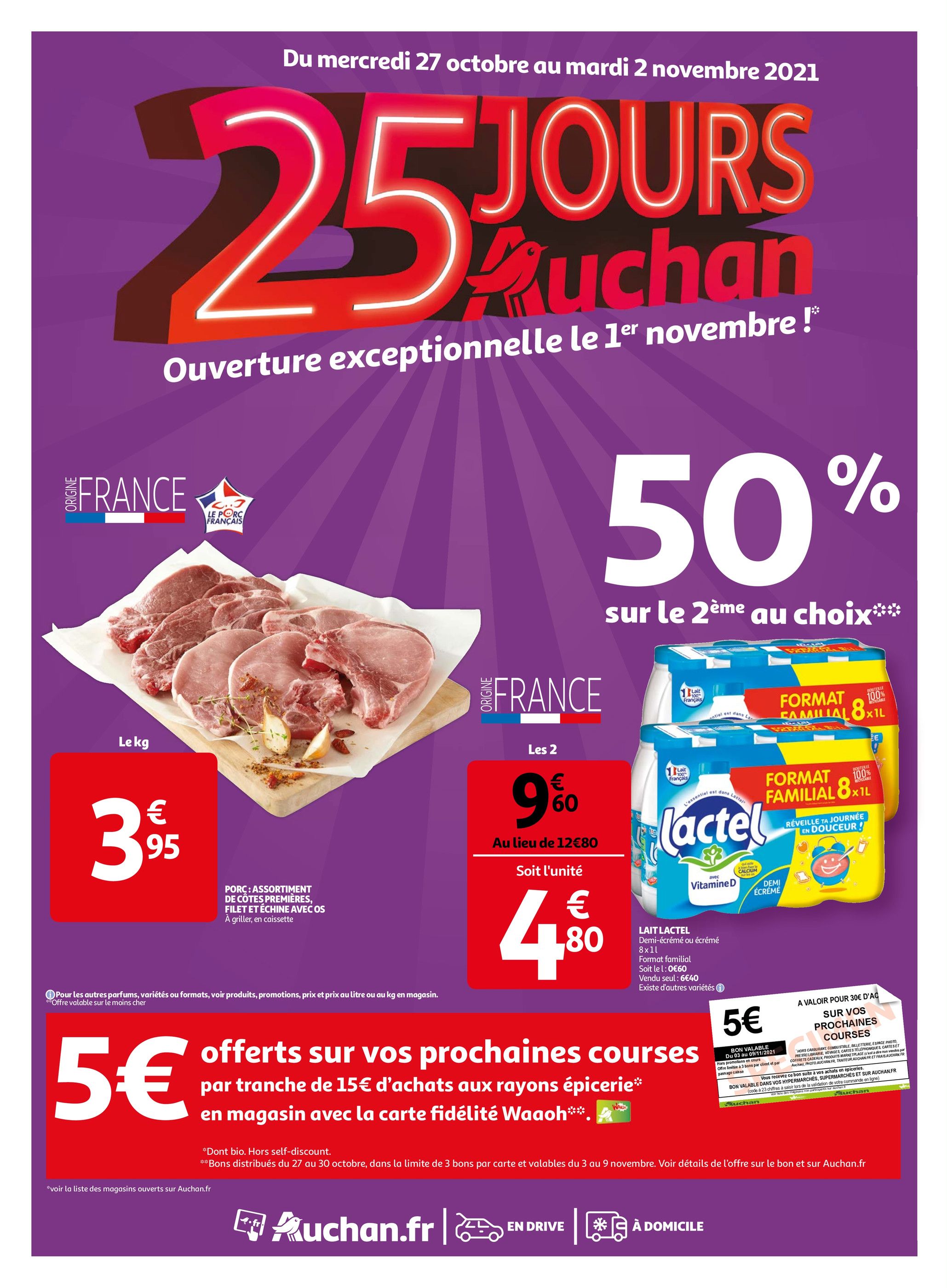 Catalogue Auchan à Lille, avec 56 pages Prospectus Auchan à Lille, "25 jours Auchan", 56 pages, 27/10/2021 - 02/11/2021