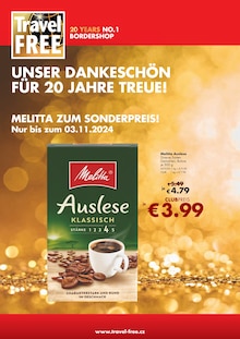 Kaffee im Travel FREE Prospekt "UNSER DANKESCHÖN FÜR 20 JAHRE TREUE!" mit 9 Seiten (Weißenfels)