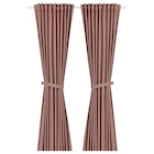 Aktuelles 2 Gardinen + Raffhalter braunrot/mit Gardinenband Angebot bei IKEA in Wuppertal ab 25,49 €